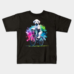 Watercolor Bedlington Terrier Biking Kids T-Shirt